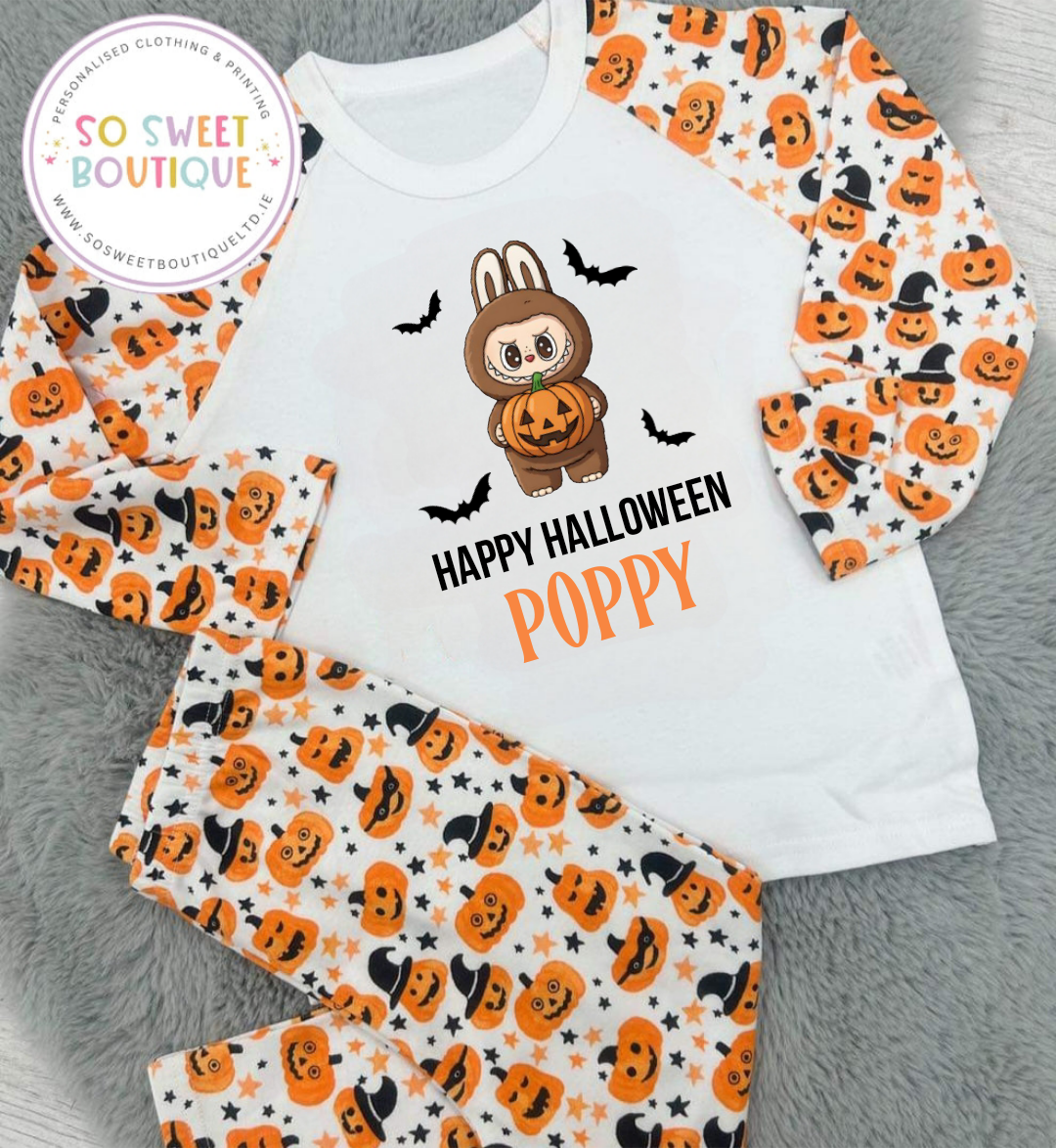 Little Monster Halloween themed Personalised Pumpkin Pyjamas