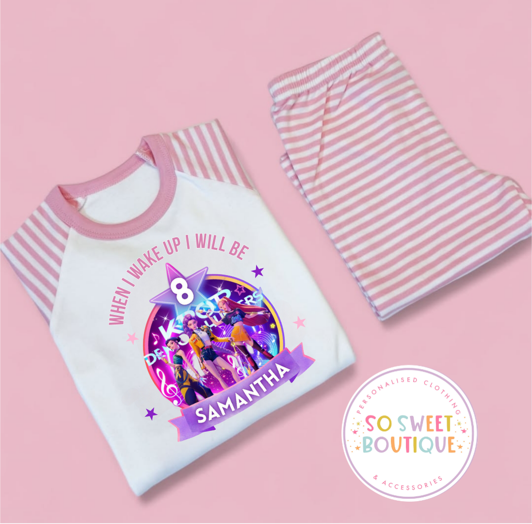 KPOP Demon Hunters When I Wake Up Personalised Birthday PJs