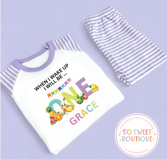 Dancing Fruits Personalised 1st Birthday Pyjamas