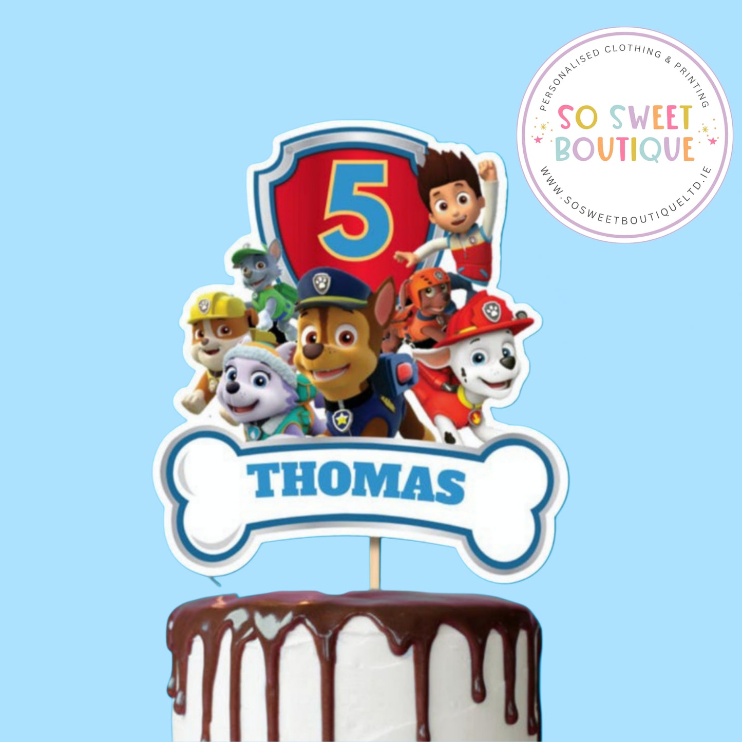 Paw Patrol Boys Personalised Cake Topper
