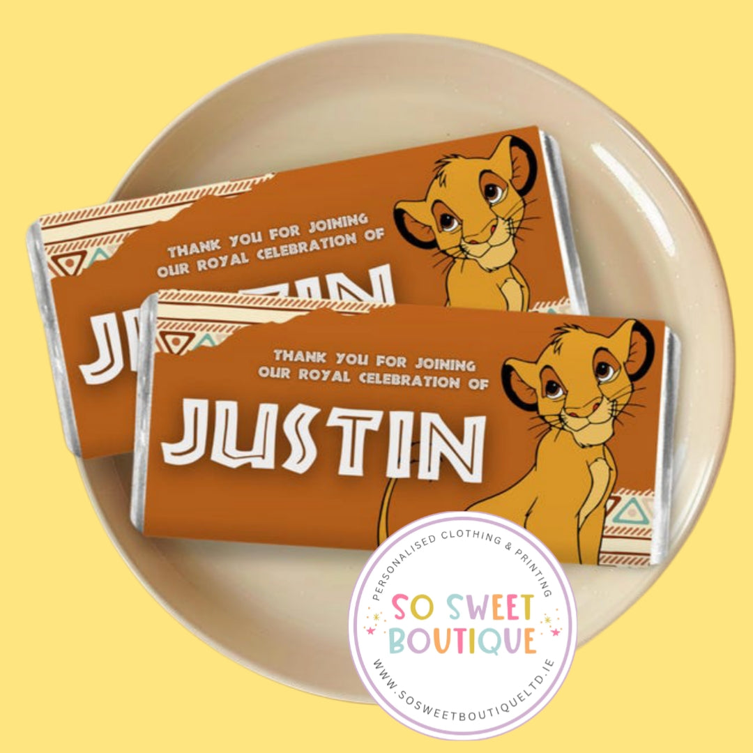 The Lion King themed Personalised 40g Milk Chocolate Bars - 5 Pack