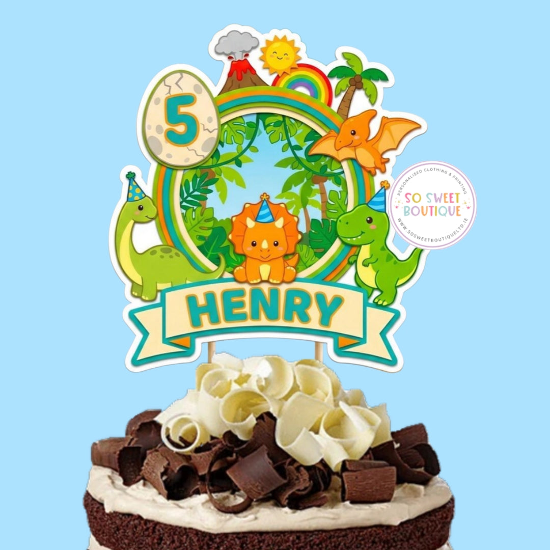 Dinosaur Personalised Birthday Cake Topper