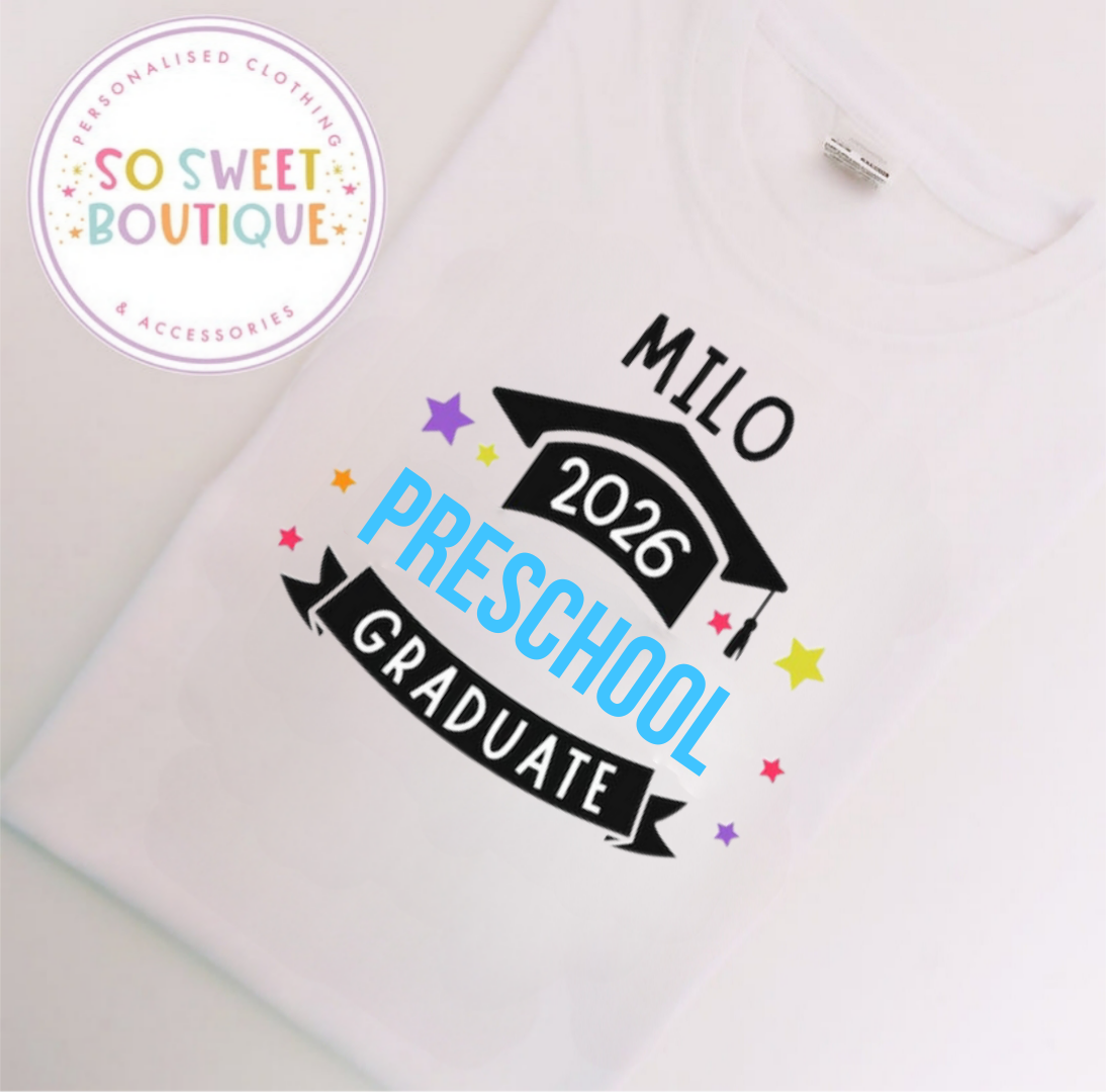Personalised Preschool Graduate T-Shirt - Blue
