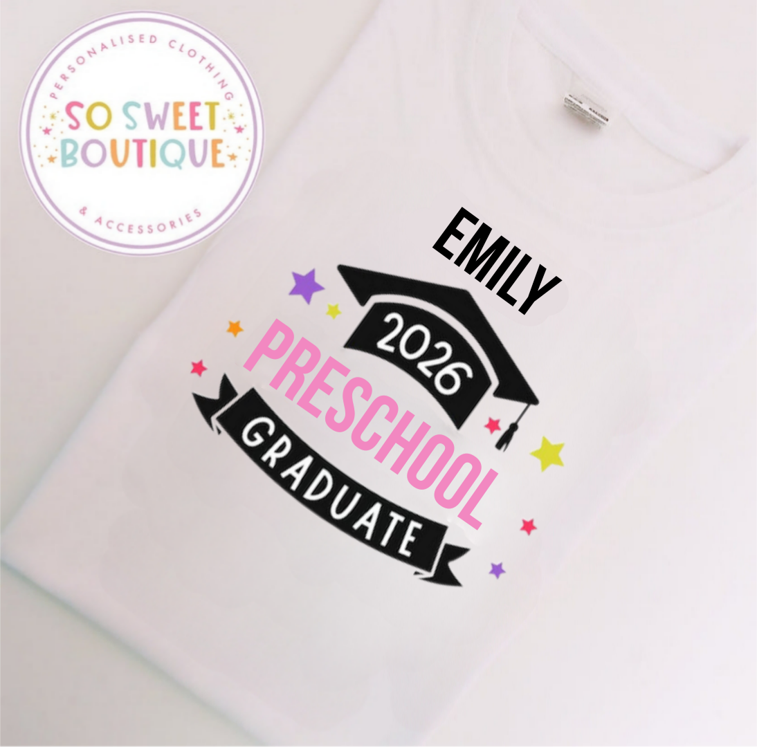 Personalised Preschool Graduate T-Shirt - Pink