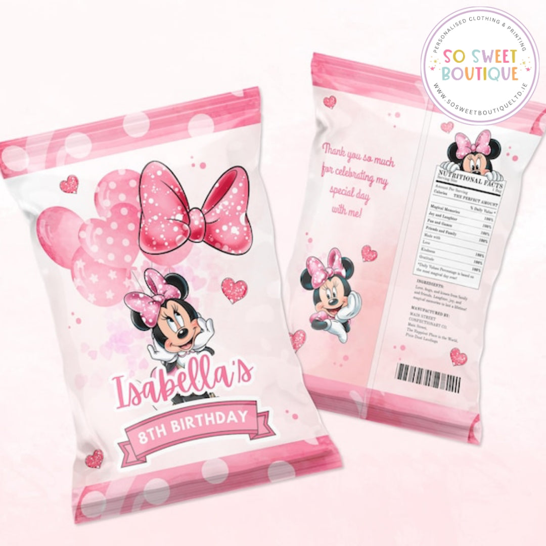Minnie Mouse themed Personalised Fillable Crisp|Treat Bag