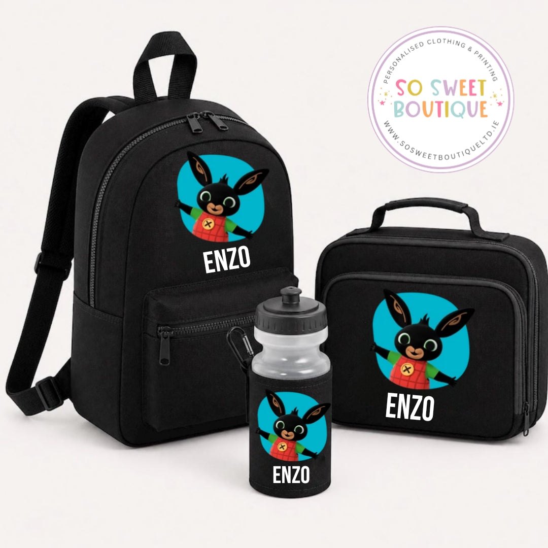 Bing Bunny 3 Piece Black Backpack And Lunch Set