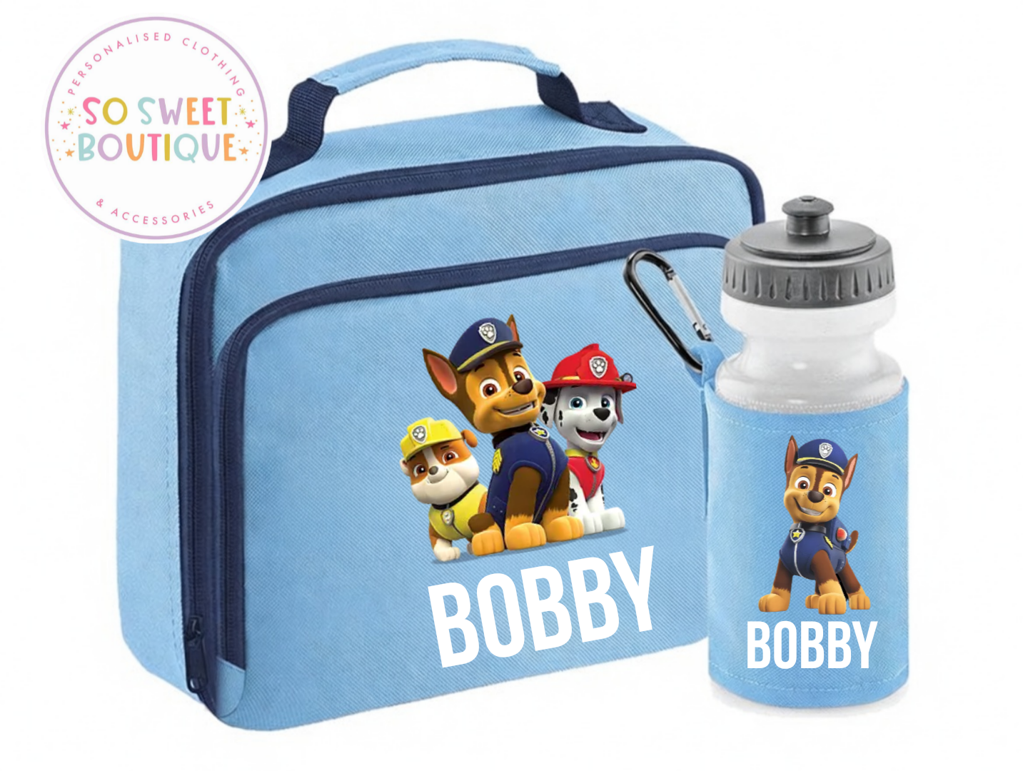 Paw Patrol Personalised Insulated Lunch Bag & Water Bottle Set (3 Colour Options)