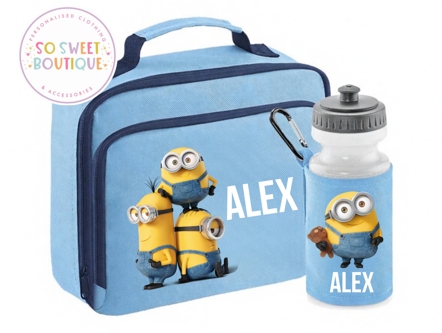 The Minions Personalised Insulated Lunch Bag & Water Bottle Set (3 Colour Options)