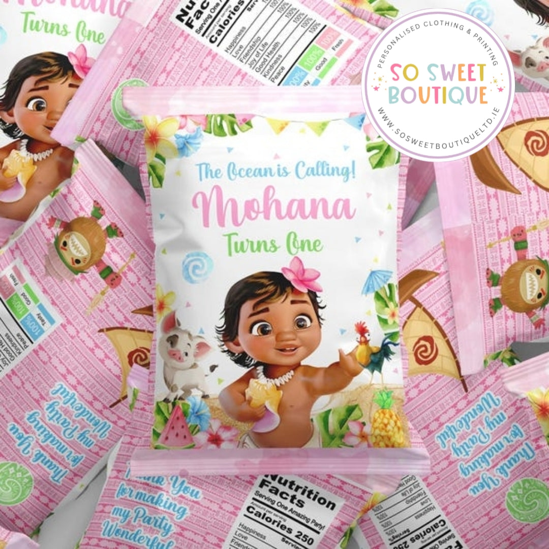 Baby Moana themed Personalised Fillable Crisp|Treat Bag