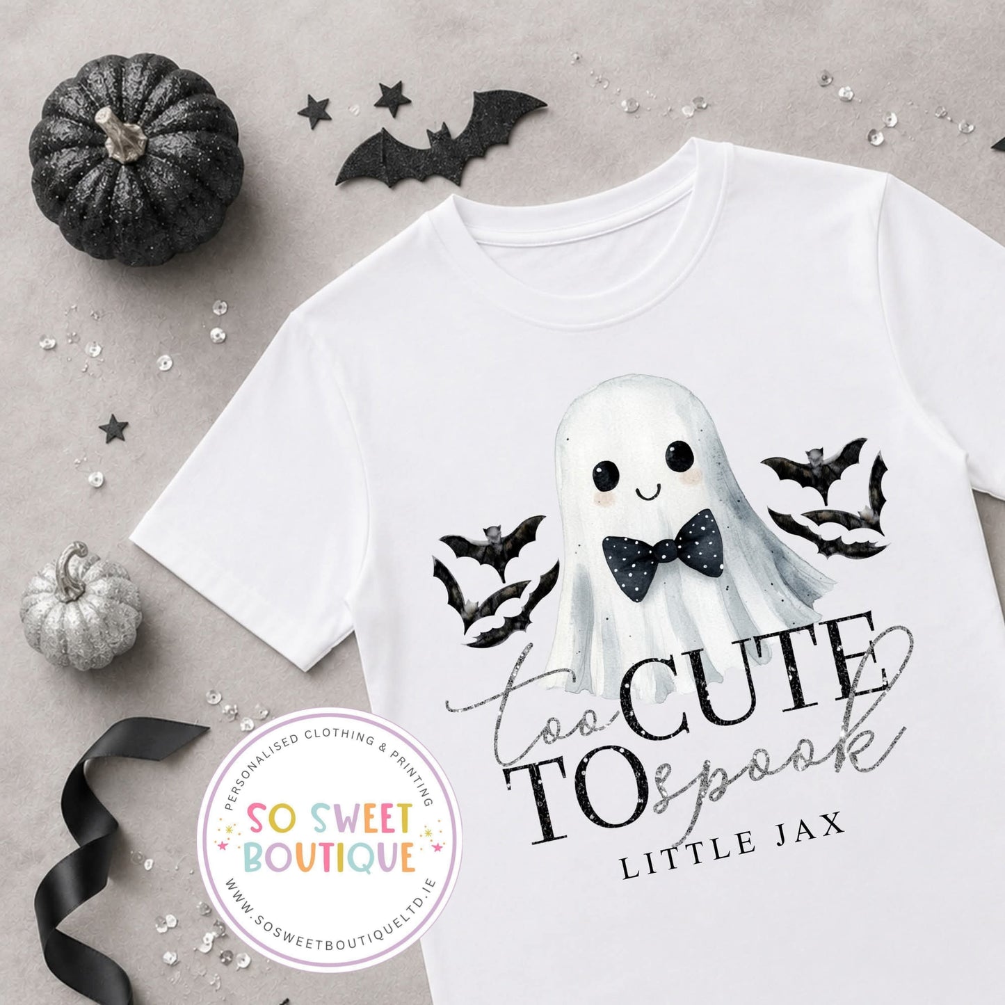Too Cute To Spook! Halloween themed Personalised T-Shirt