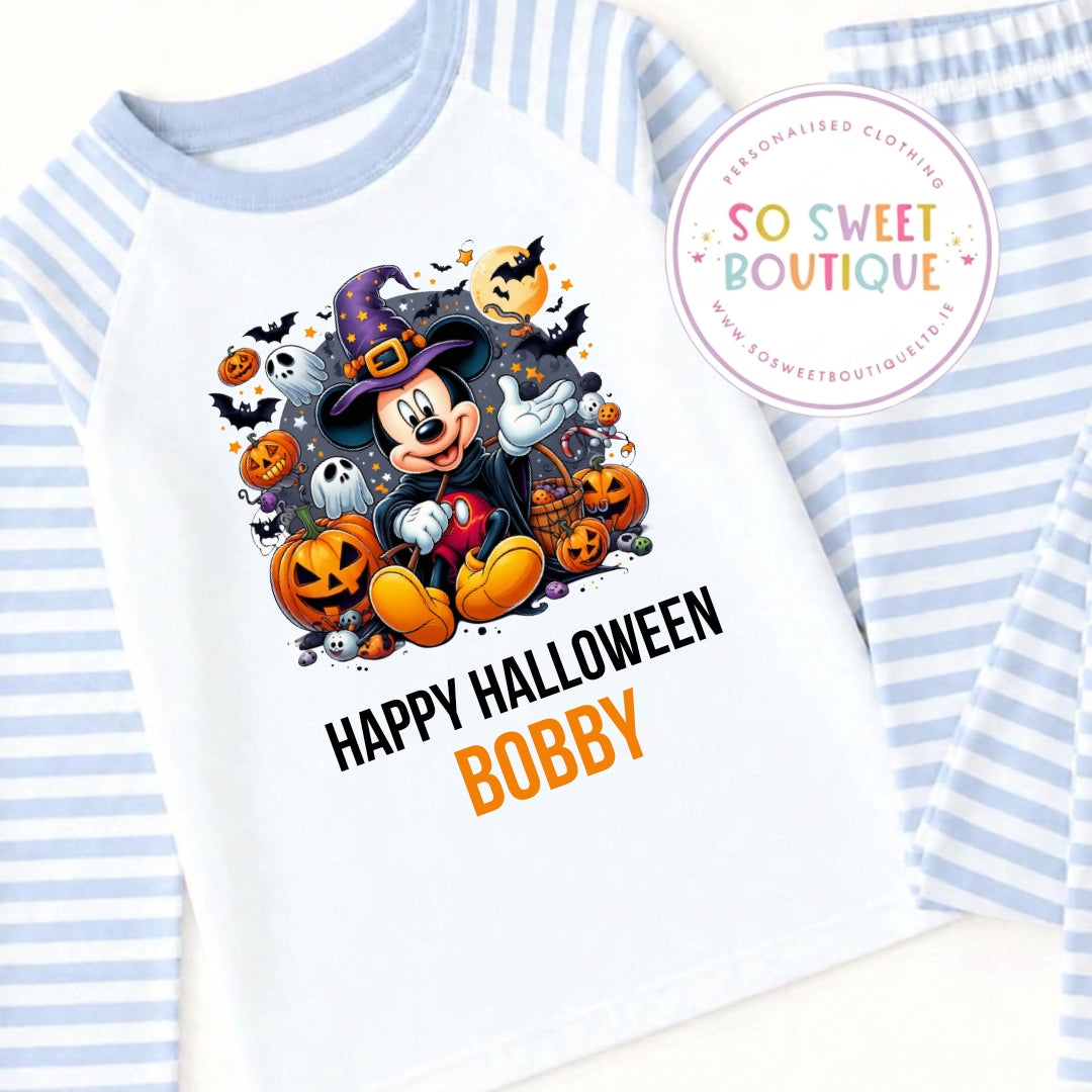 Mickey Mouse themed Personalised Halloween Blue Pyjamas