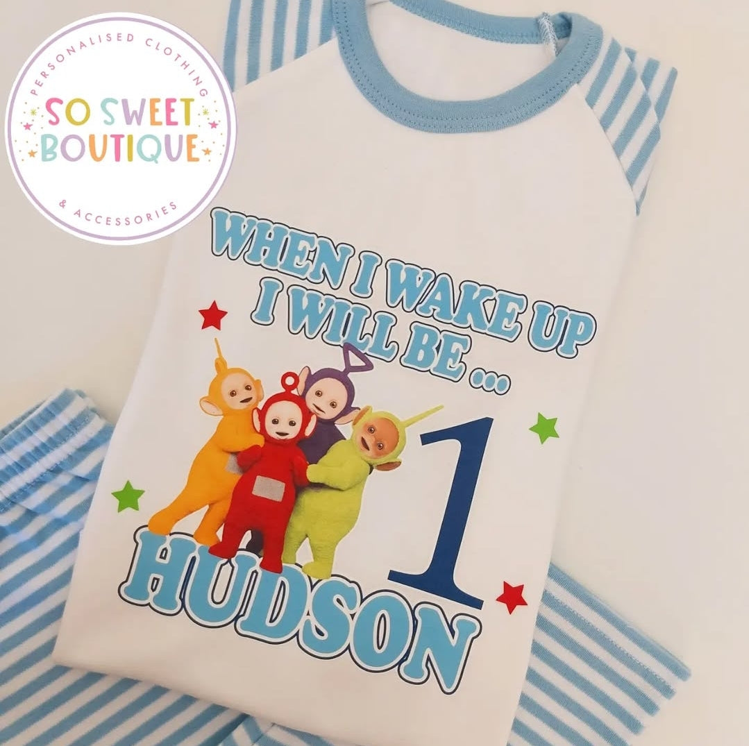 Teletubbies When I Wake Up Personalised Birthday Pyjamas - SoSweetBoutiqueLtd
