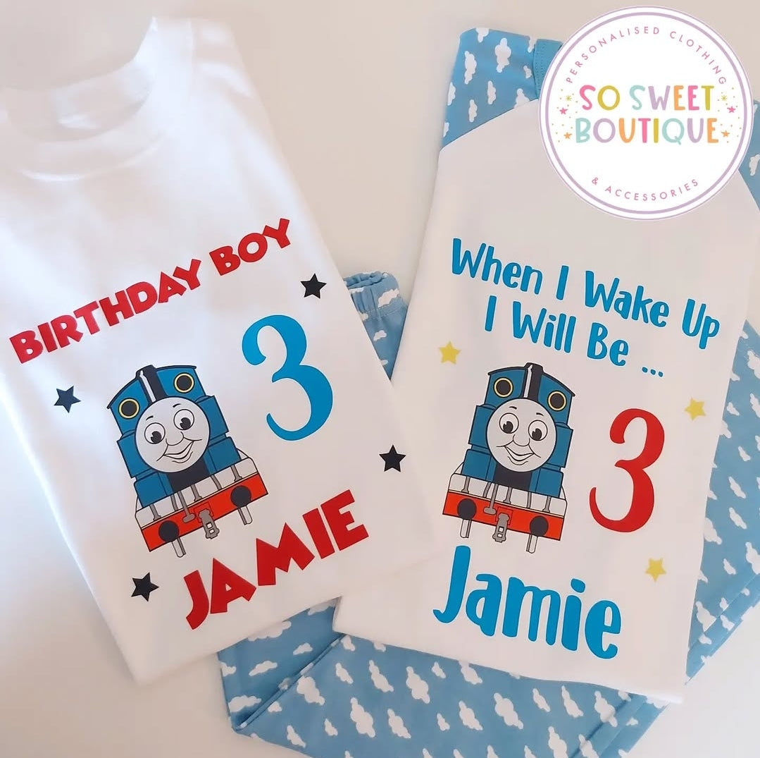 Thomas The Tank Engine When I Wake Up Personalised Birthday Pyjamas - SoSweetBoutiqueLtd