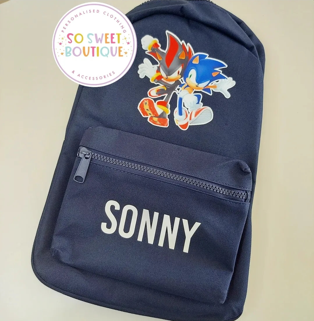 Sonic themed Personalised Backpack