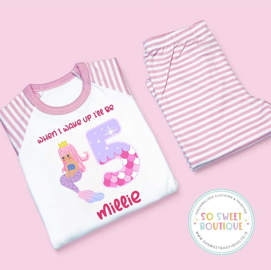 Mermaid When I Wake Up Personalised Birthday PJs