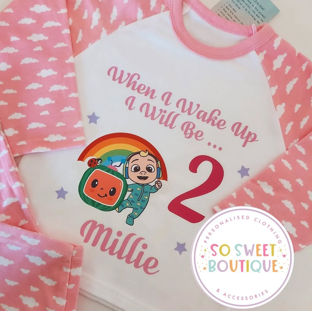 Cocomelon When I Wake Up Personalised Birthday PJs