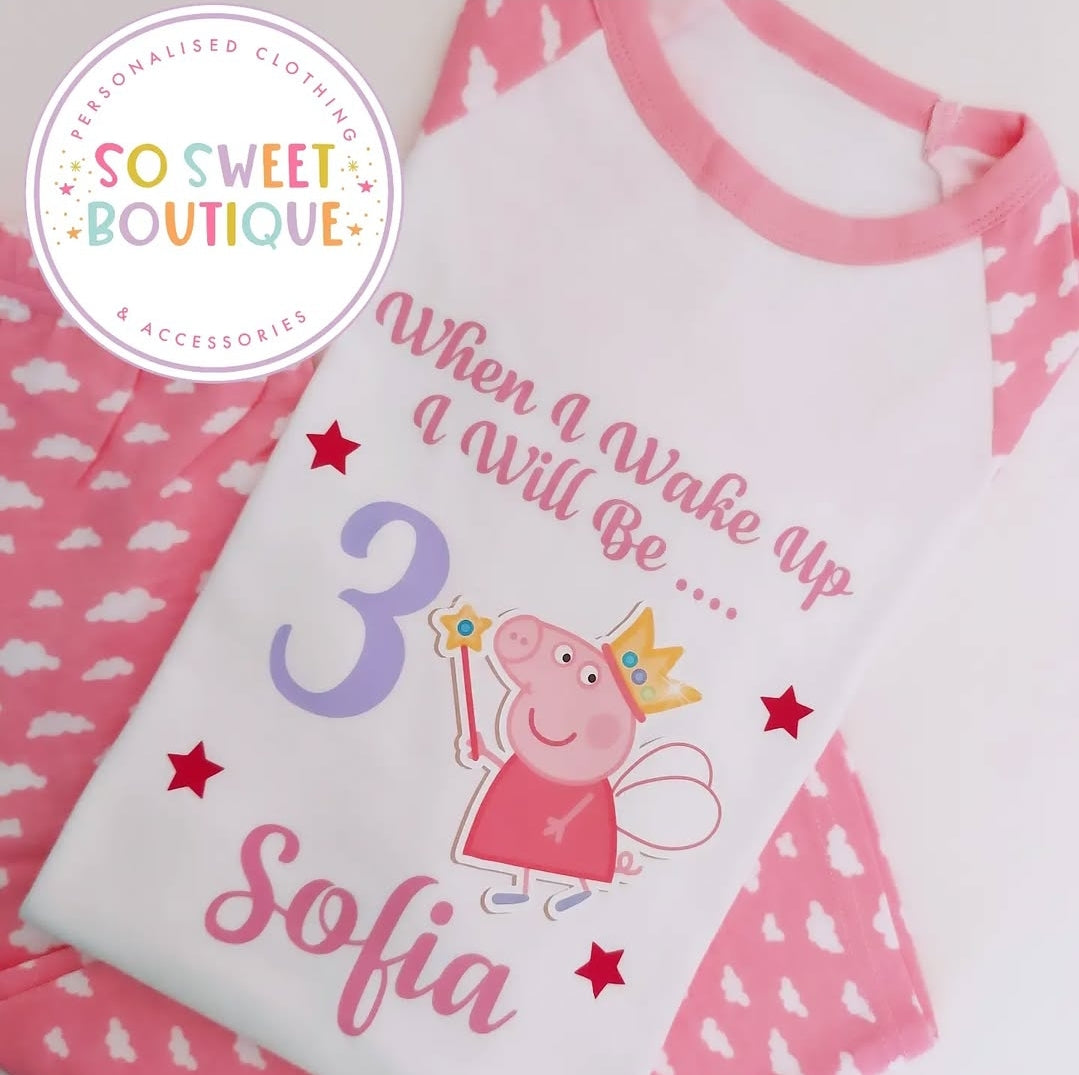 Peppa When I Wake Up Personalised Birthday PJs