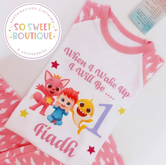 Bebe Finn Baby Shark When I Wake Up Personalised Birthday PJs