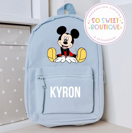 Mickey Mouse Personalised Pastel Blue Backpack