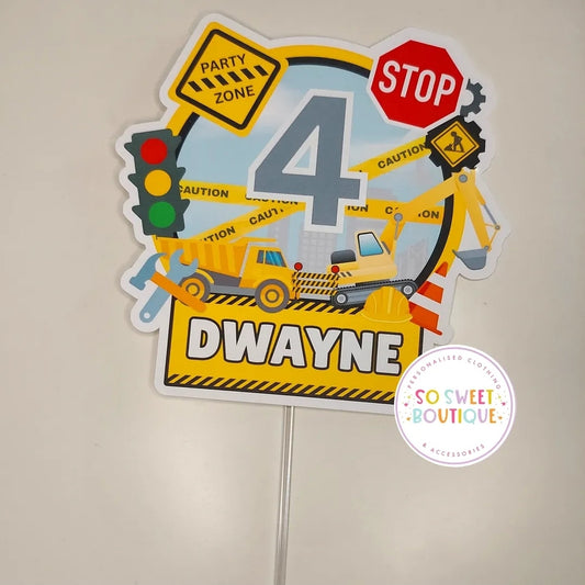 Construction Digger Personalised Cake Topper