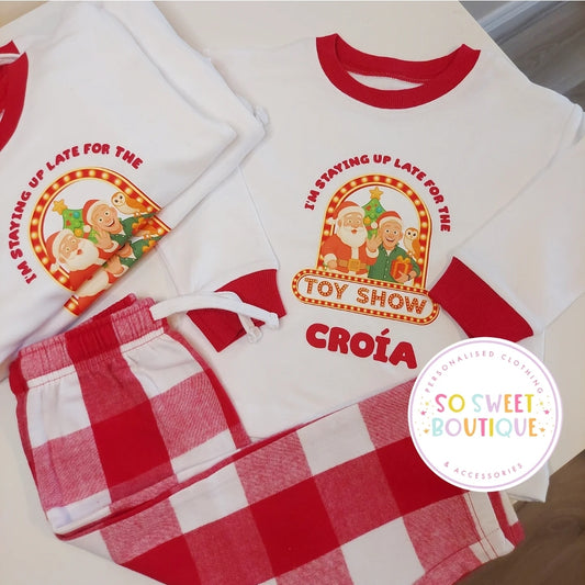 The Toy Show Red Check Unisex Personalised Pyjamas