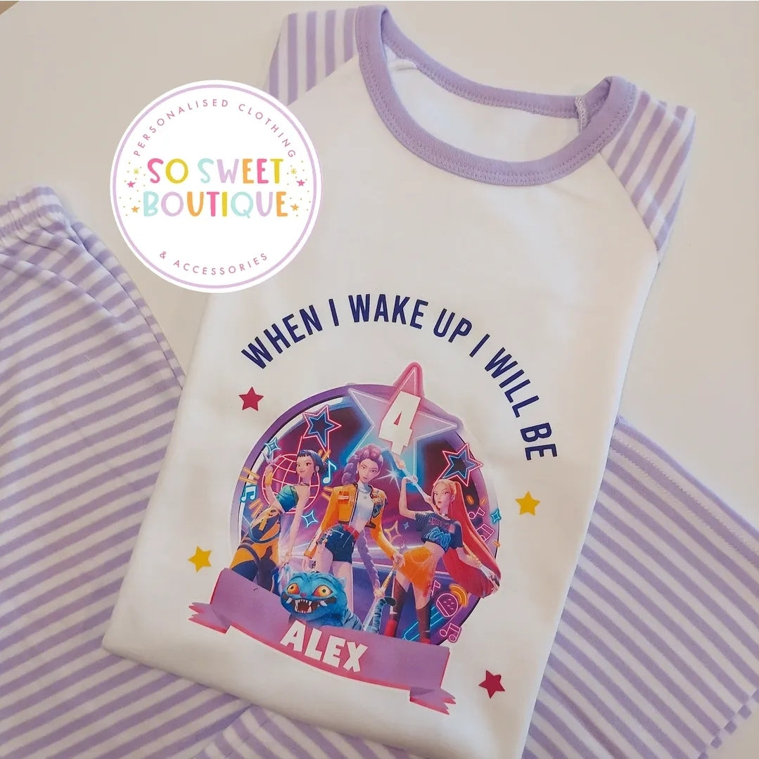 KPOP Demon Hunters When I Wake Up Personalised Birthday PJs