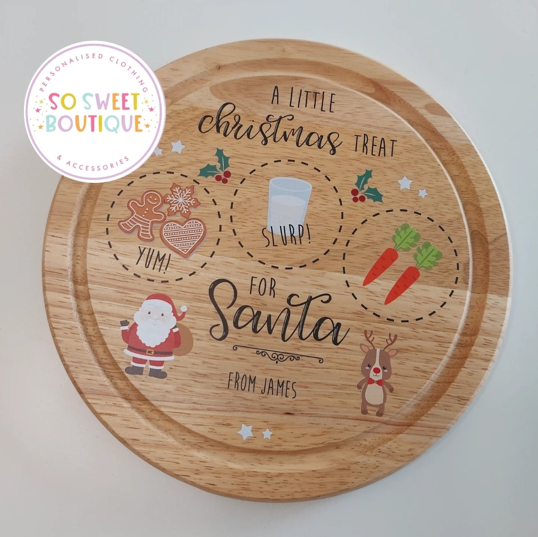 Santa & Rudolph Personalised Laser Printed Wooden Treat Board