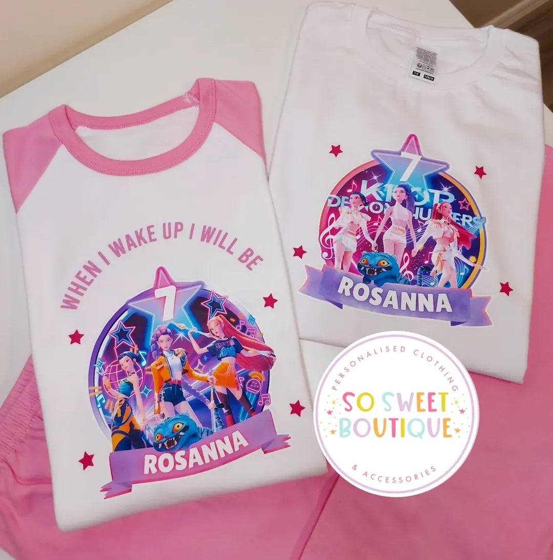 KPOP Demon Hunters When I Wake Up Personalised Birthday PJs - SoSweetBoutiqueLtd