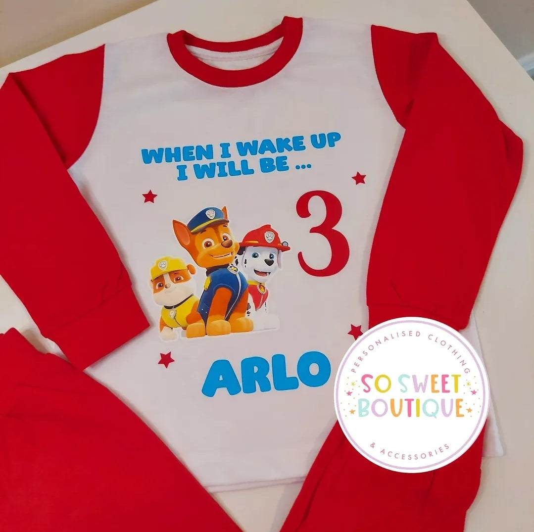 Paw Patrol When I Wake Up Personalised Birthday Pyjamas - SoSweetBoutiqueLtd