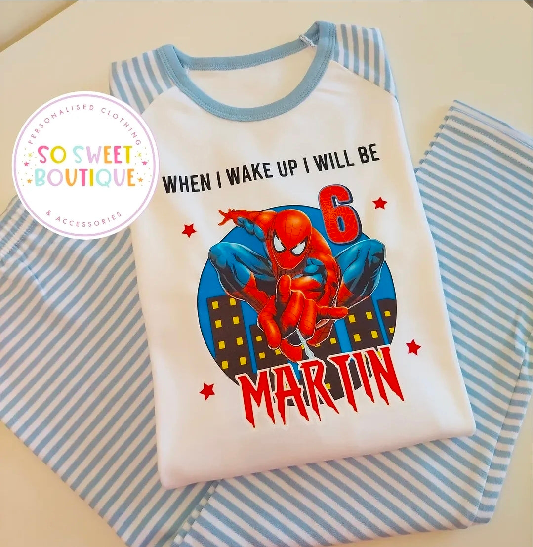 Spiderman When I Wake Up Personalised Birthday Pyjamas