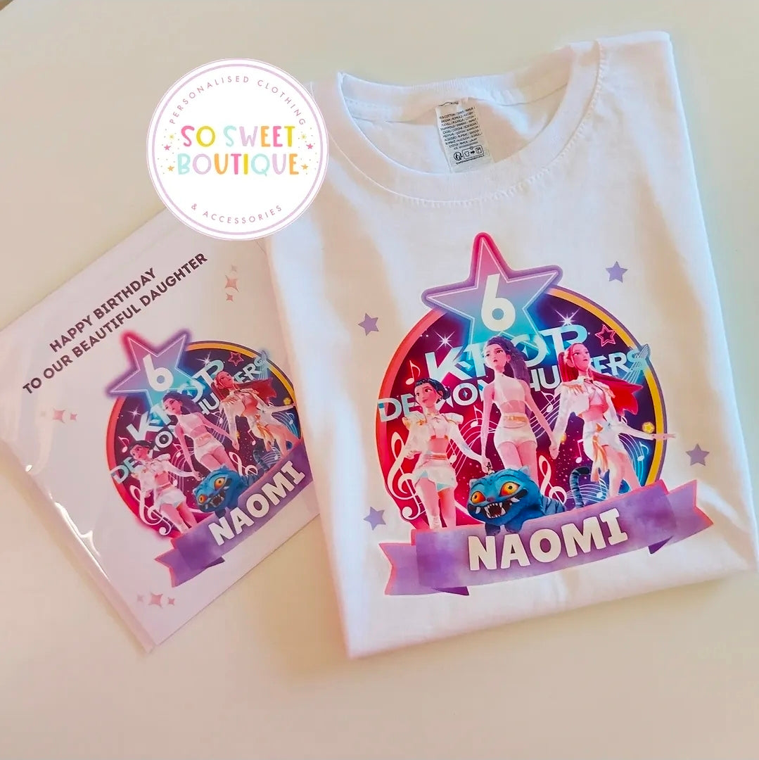 KPOP Demon Hunters themed Birthday White T-Shirt