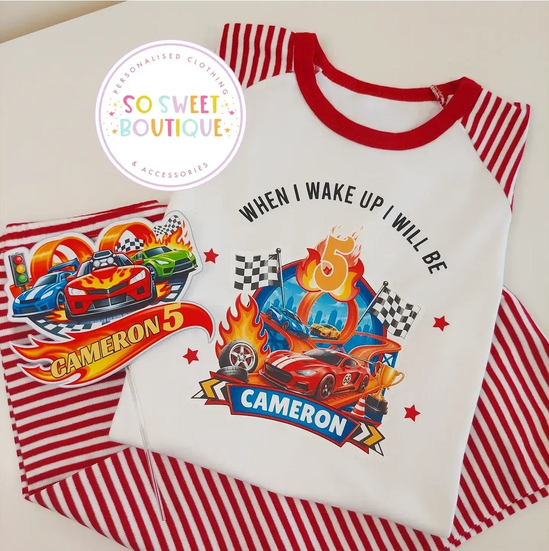 Hot Wheels Fast Cars When I Wake Up Personalised Birthday Pyjamas