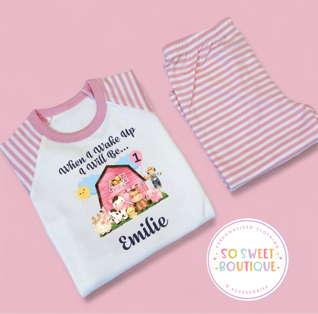 Pink Farm When I Wake Up Personalised Birthday PJs