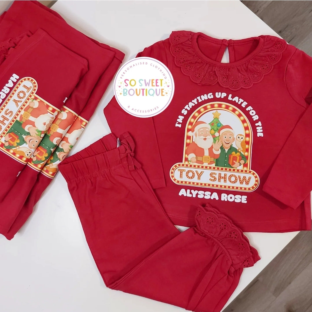 The Toy Show Red Frilled Personalised Pyjamas