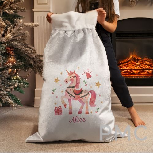 Unicorn Personalised Christmas Sack