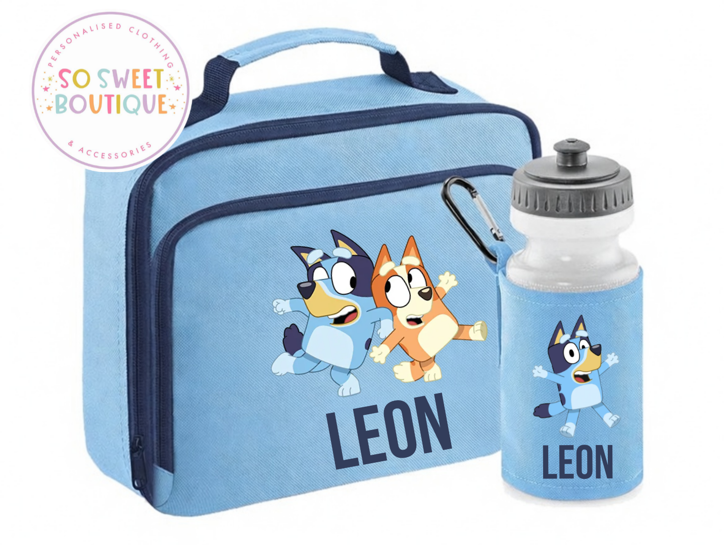 Bluey Personalised Insulated Lunch Bag & Water Bottle Set (3 Colour Options)
