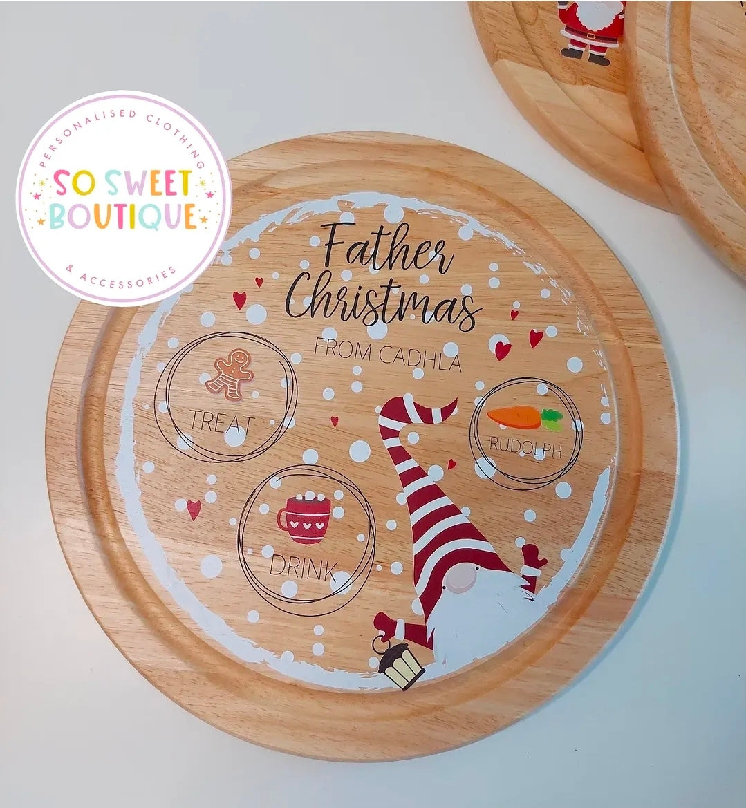 Personalised Christmas Gonk wooden treat board by SoSweetBoutiqueLtd, featuring festive gonk design