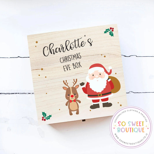 Santa and Rudolph Christmas Eve wooden box by SoSweetBoutiqueLtd with festive holiday design