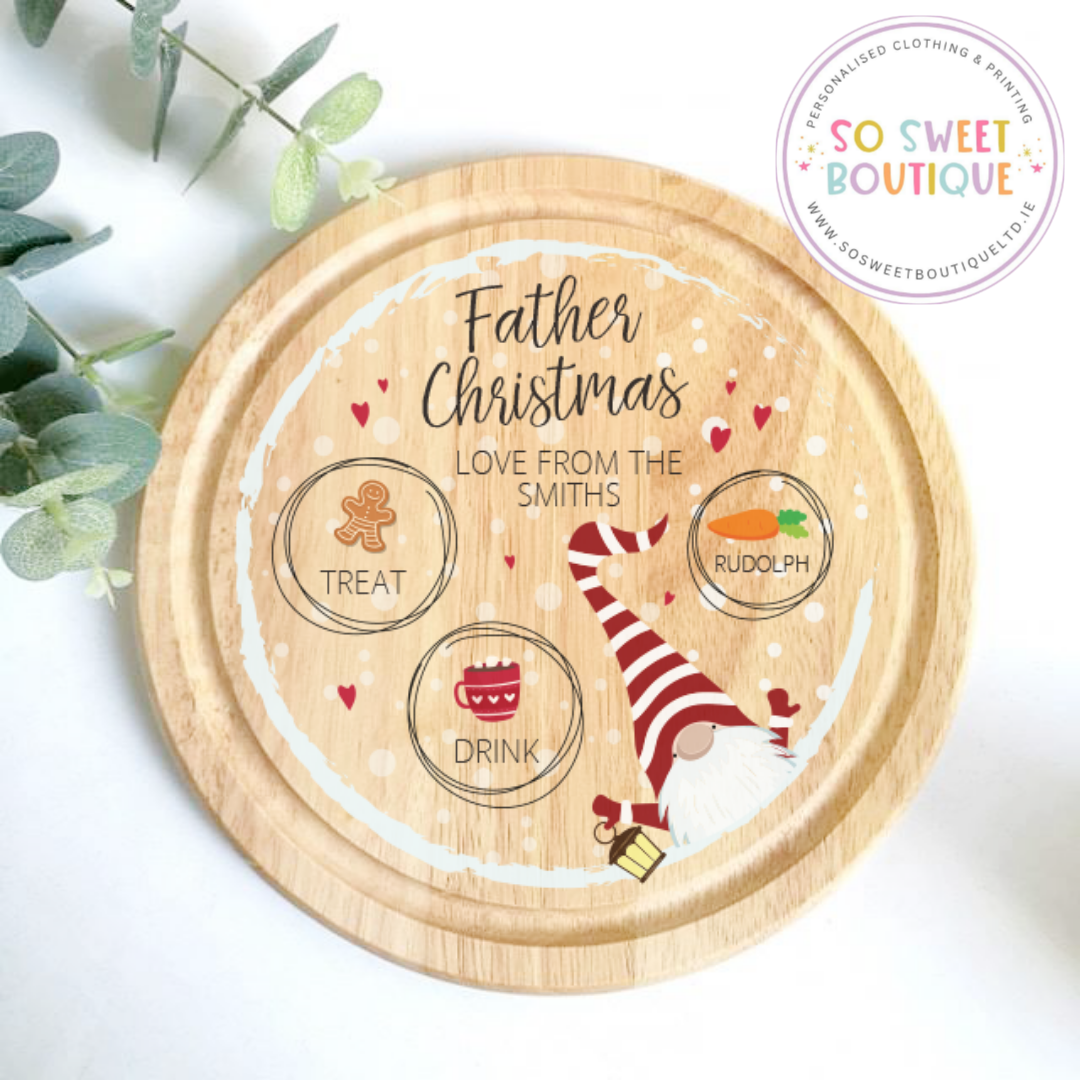 Personalised Christmas gonk wooden treat board by SoSweetBoutiqueLtd