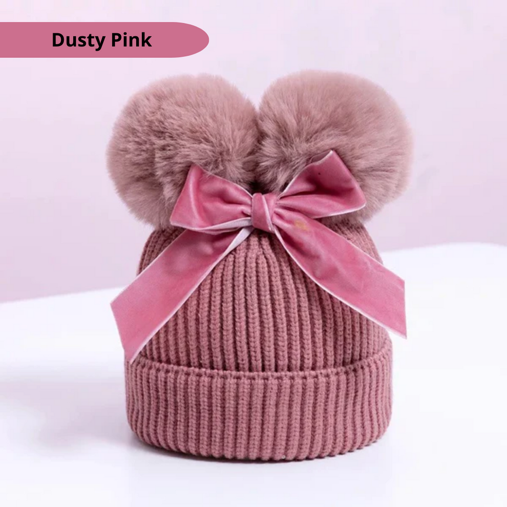 Baby|Junior Dusty Pink Personalised Pom Pom Hat