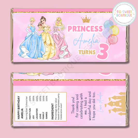 Princess Personalised 40g Milk Chocolate Bar