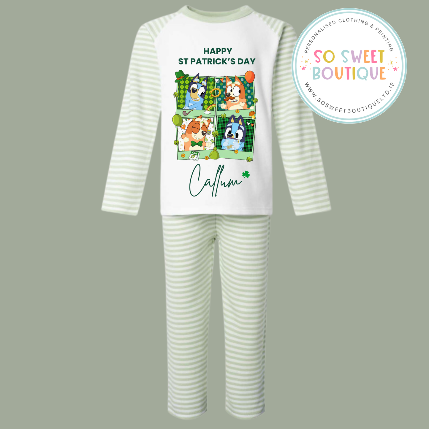 St Patrick's Day Bluey Personalised Pyjamas