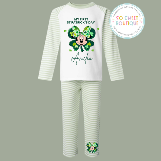 First St Patrick's Day Minnie Personalised Pyjamas