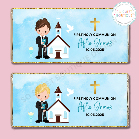 Commumion Boy Personalised 40g Milk Chocolate Bar