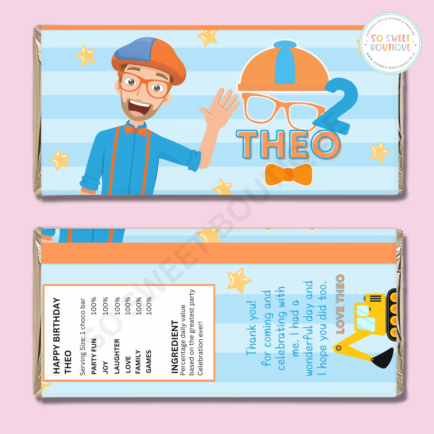 Blippi Personalised 40g Milk Chocolate Bar