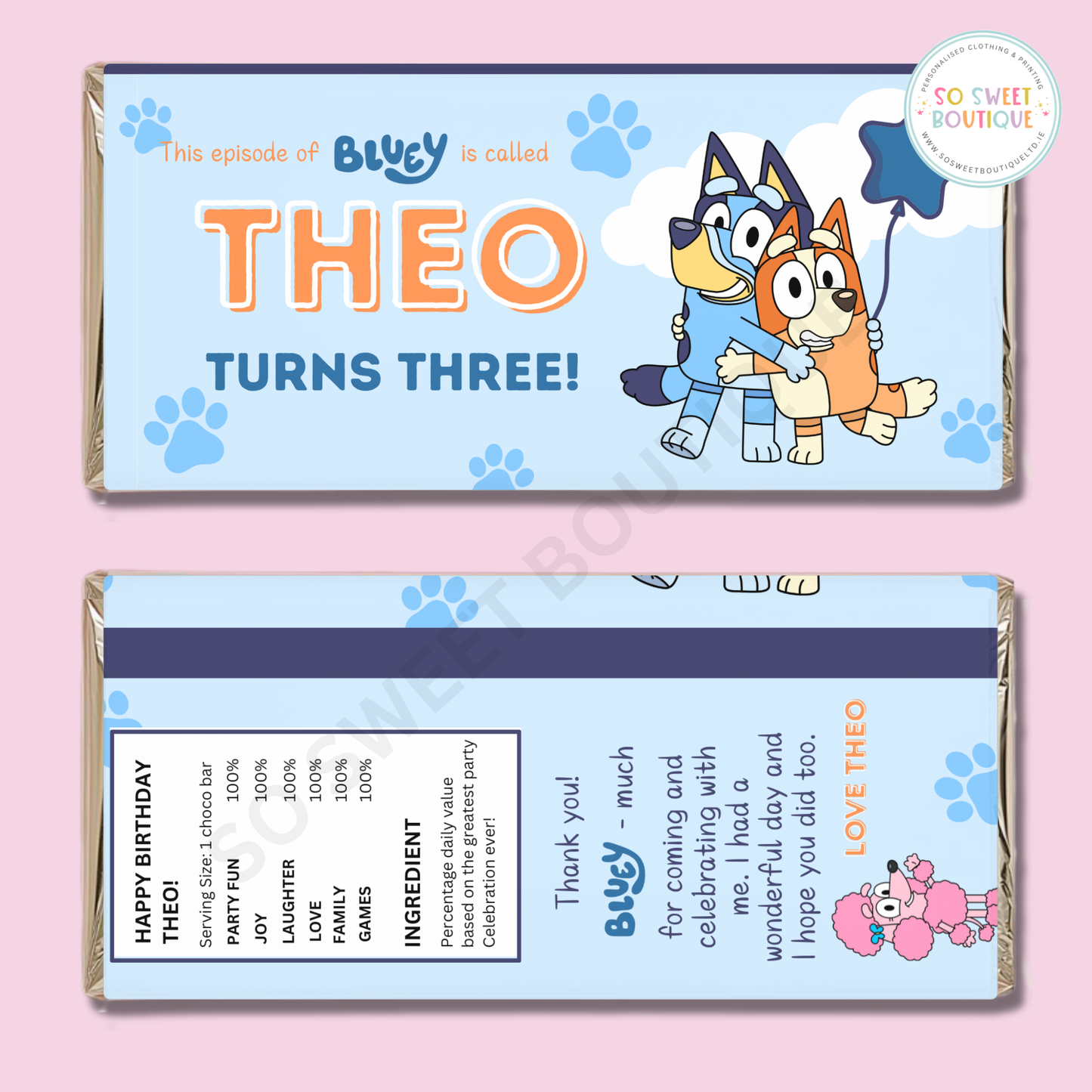 Bluey Personalised 40g Milk Chocolate Bar