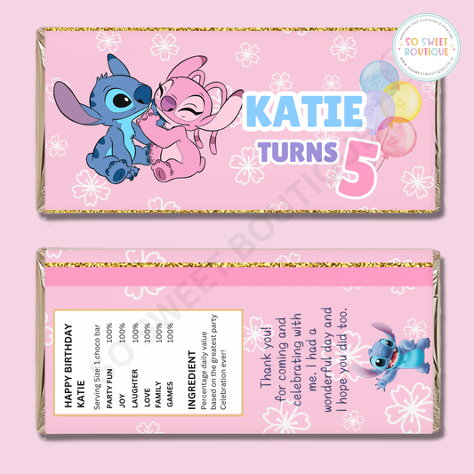 Stitch & Angel Personalised 40g Milk Chocolate Bar