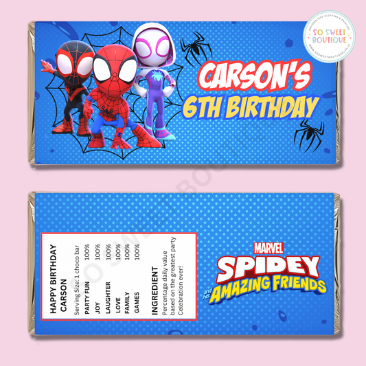 Spidey And His Amazing Friends Personalised 40g Milk Chocolate Bar
