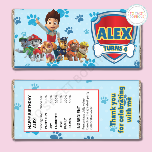 Paw Patrol Personalised 40g Milk Chocolate Bar