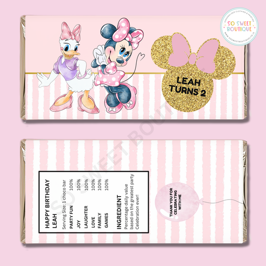 Minnie Mouse & Daisy Duck Personalised 40g Milk Chocolate Bar
